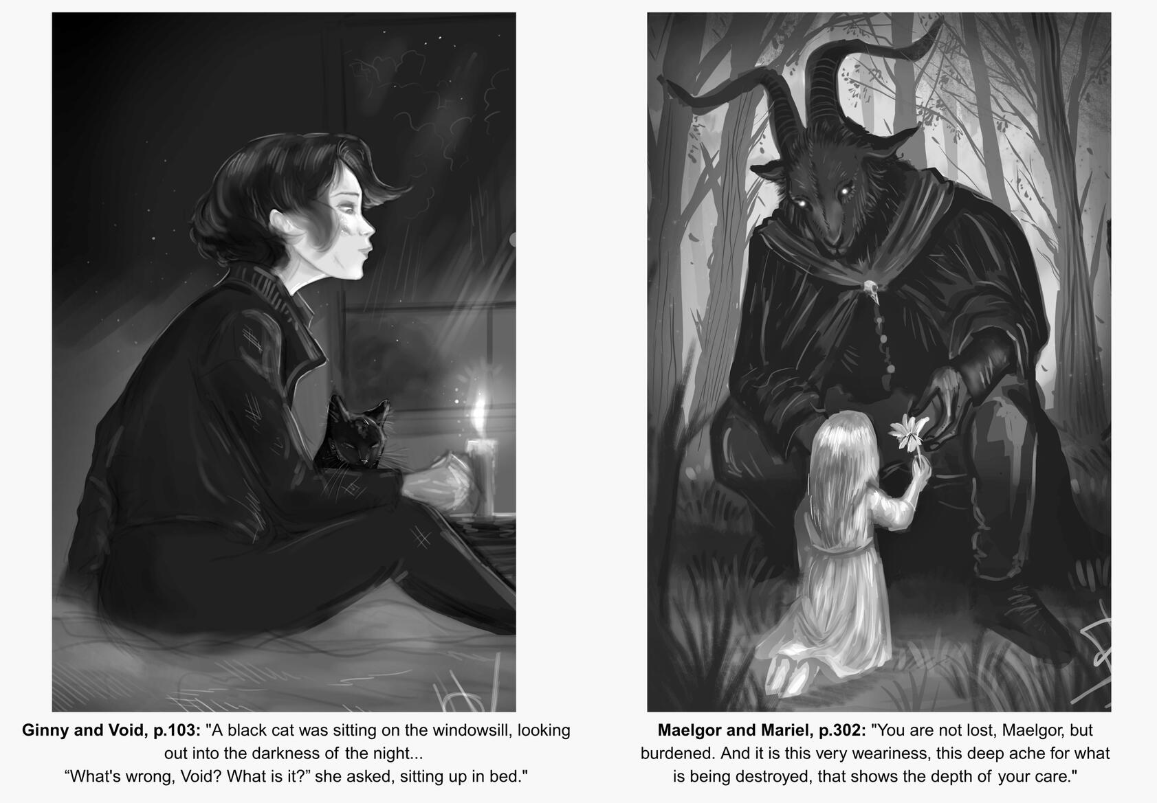 Illustrations to the Where the Dark Is Hungry: Digital (Krita, XP-Pen), 2026